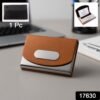 leather & stainless steel business card holder (1 pc)