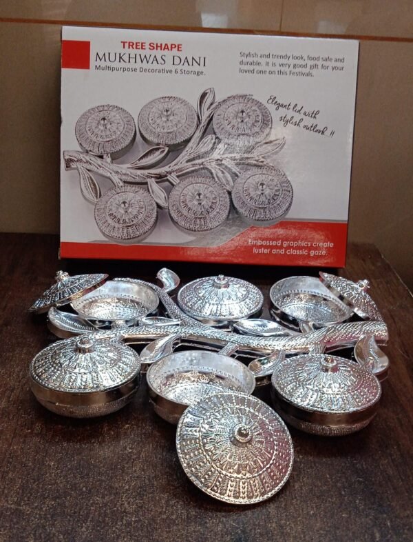 tree shape 6 compartment mukhwas dani serving tray for home & kitchen use