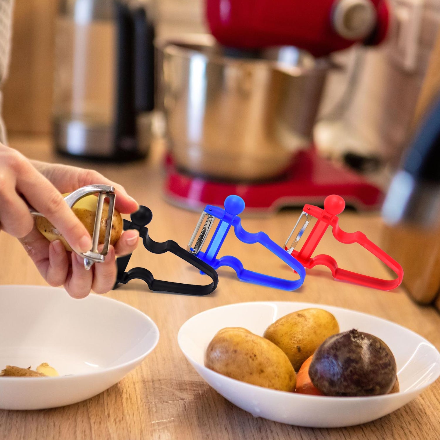 3pc durable blade vegetable peelers with ergonomic handles