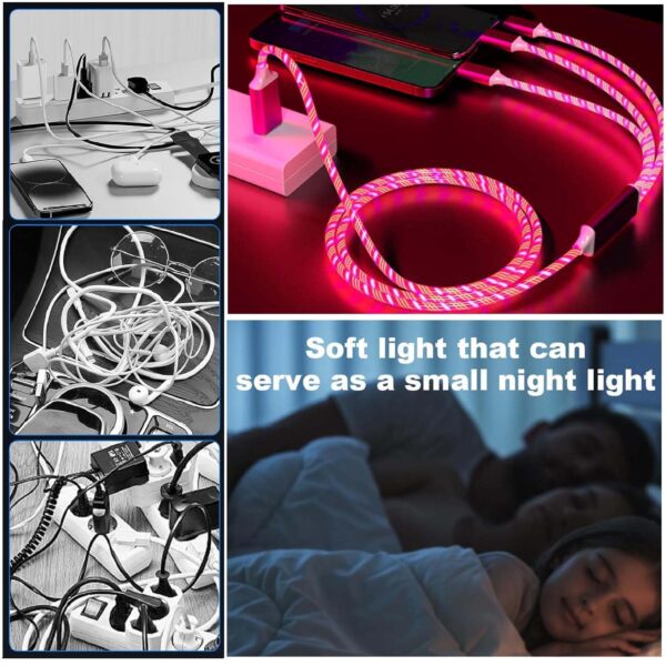 3 in 1 led glow fast charging cable (1 pc)