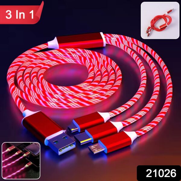3 in 1 led glow fast charging cable (1 pc)