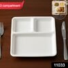 plastic 3 compartment plate for meal serving