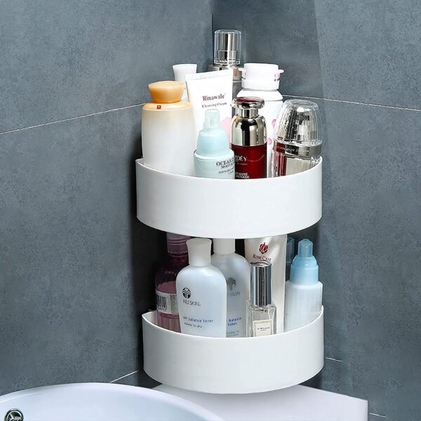 corner shelf bathroom kitchen rack self adhesive wall mount storage basket