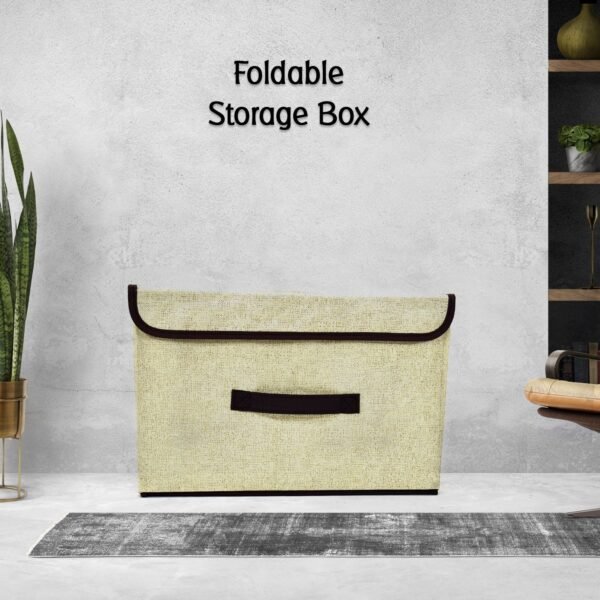 foldable storage box with lid and handles cotton linen organizer for nursery