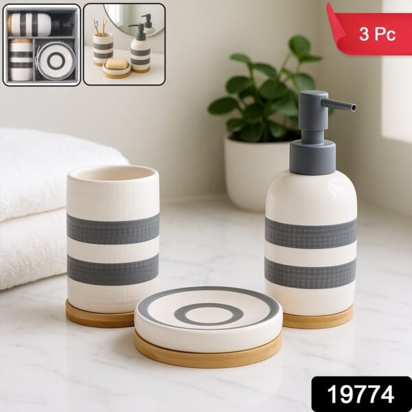 premium 3 piece ceramic bathroom accessory set