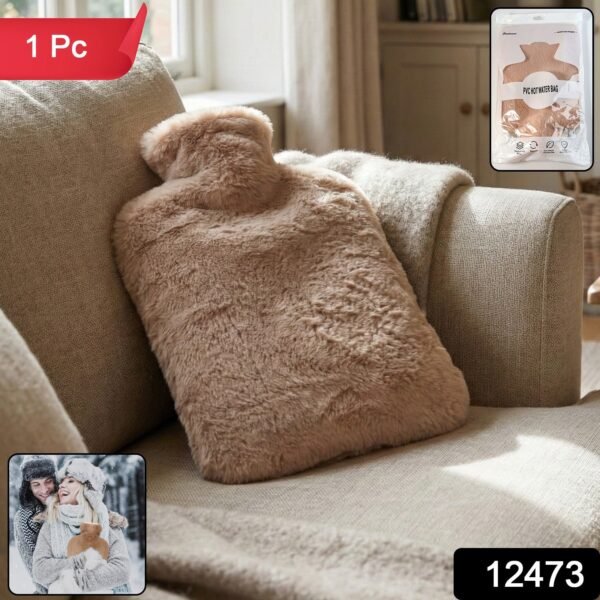 pvc hot water bag with soft fur cover (1 pc)
