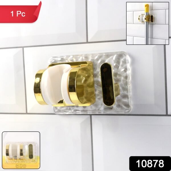 wall mounted broom & mop holder with strong grip clips