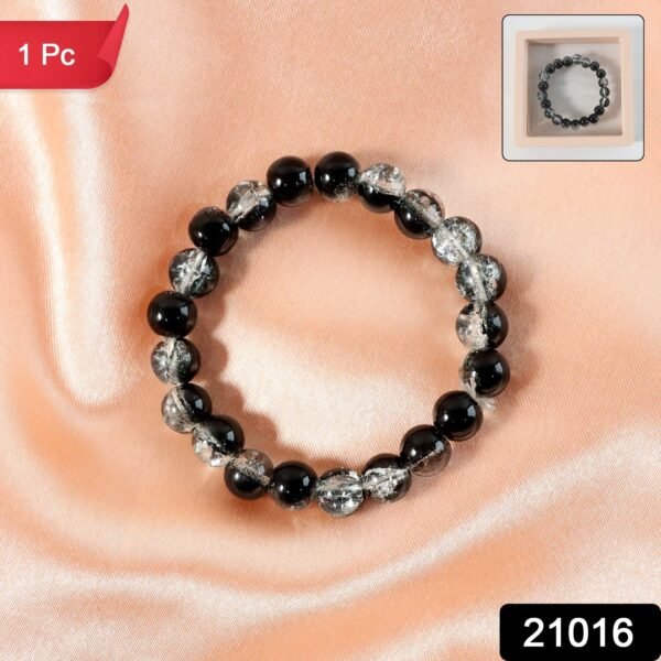 elegant dual tone crystal beaded stretch bracelet (1 pc)