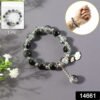 elegant black & crystal beaded charm bracelet