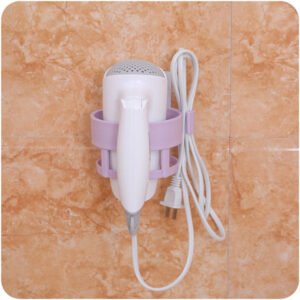 self adhesive hair dryer holder – bathroom wall storage shelf organizer stand