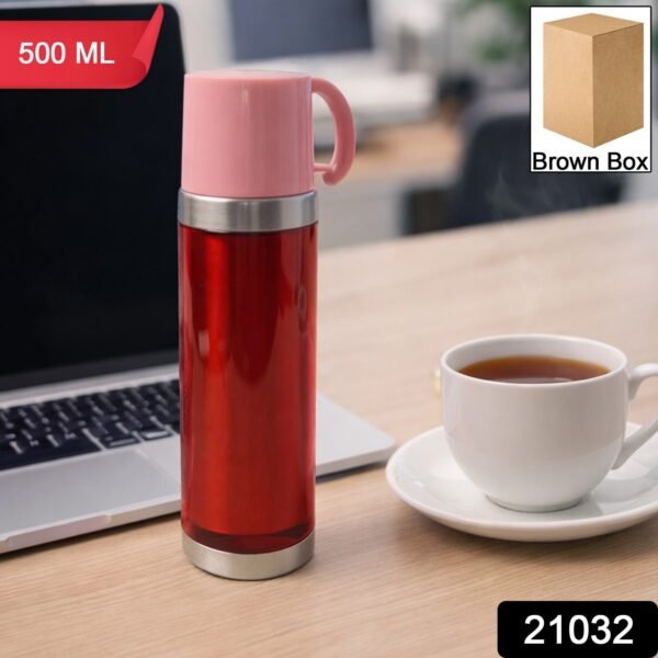 insulated travel mug bottle with handle lid (500 ml)