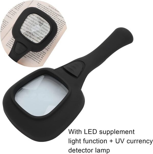 handheld led magnifying glass â€“ 6 lighted magnifier for reading & inspection