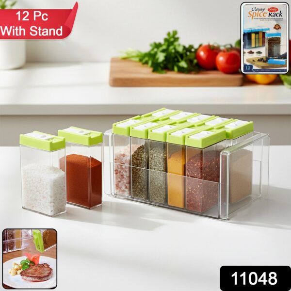 classic transparent spice rack with stand – 12 piece classic transparent spice rack with stand – 12 piece