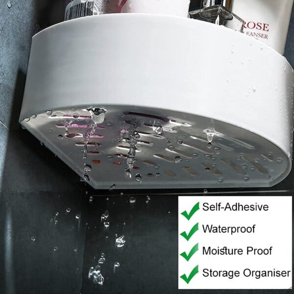 corner shelf bathroom kitchen rack self adhesive wall mount storage basket