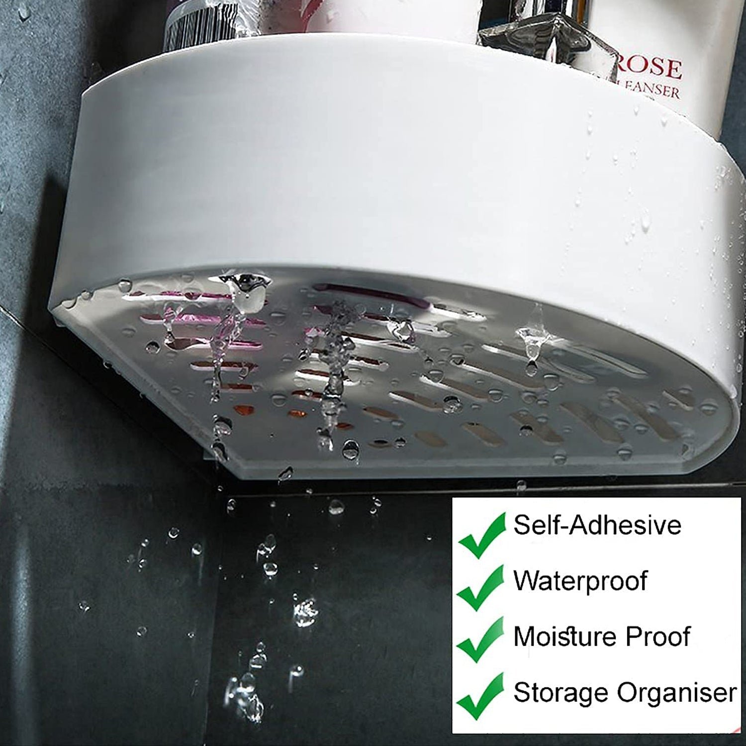 corner shelf bathroom kitchen rack self adhesive wall mount storage basket