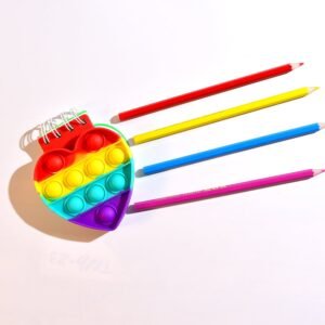 heart pattern fidget spiral notebook bubble push silicon toy school stationery