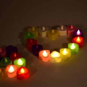 heart led festival tealight with battery operate, diwali ( 24pcs )
