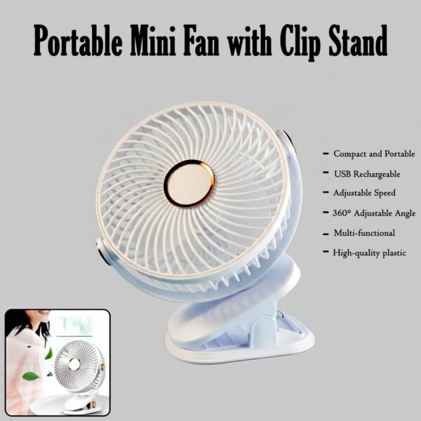 portable mini fan with clip stand (1 pc)