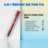 6 in 1 multicolor ball point pen