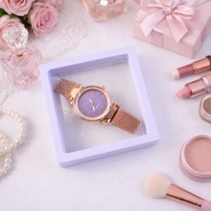elegant women’s analog wrist watch with display box