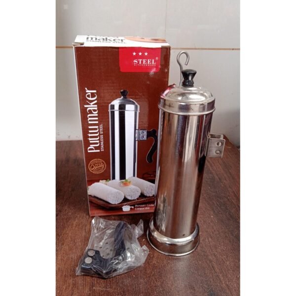 puttu maker set with steamer plate & pressure cooker top, stainless steel