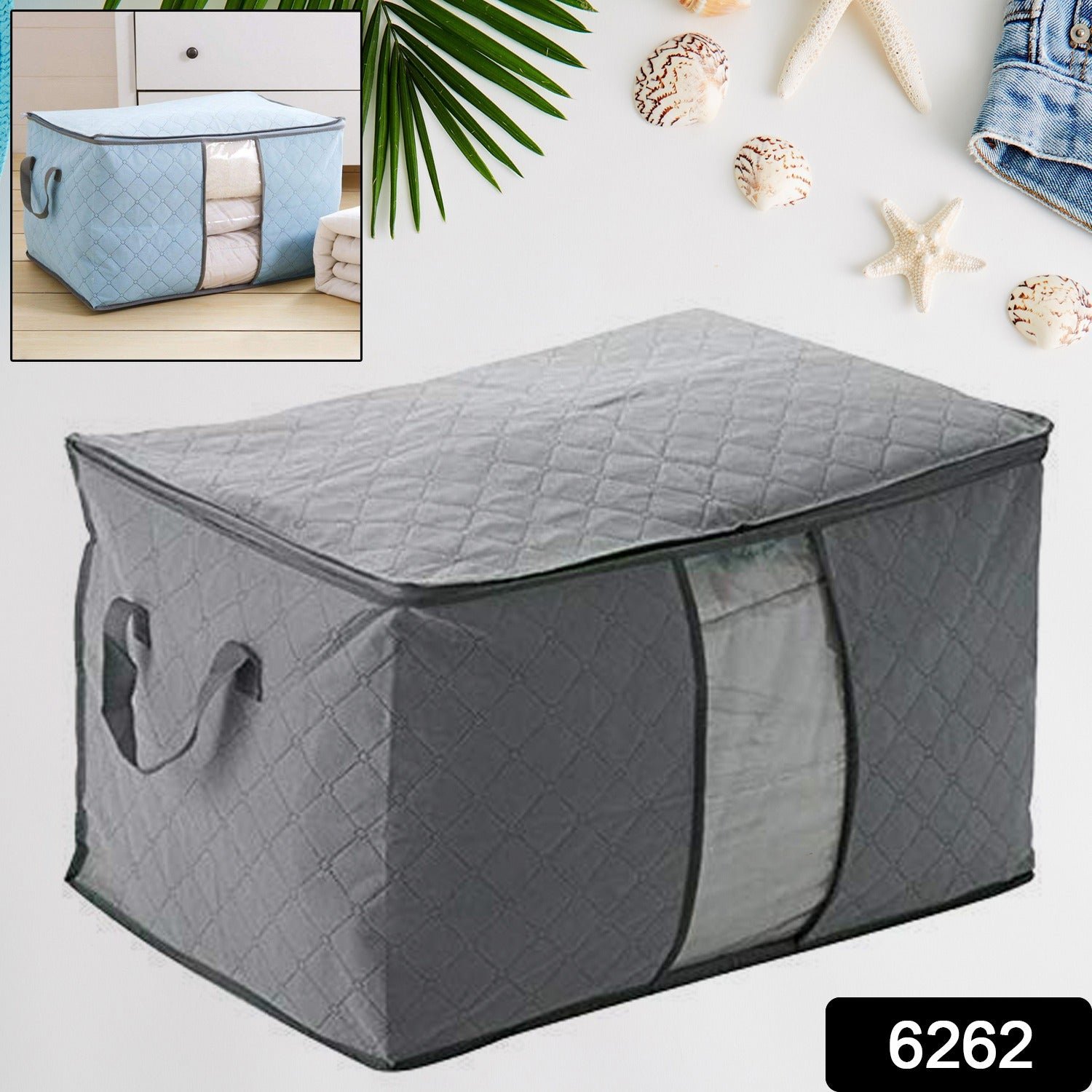 premium quilted foldable storage bag with transparent window