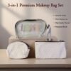 3 in 1 premium makeup bag set