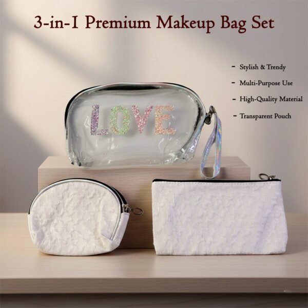 3 in 1 premium makeup bag set
