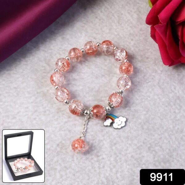 elegant crystal beaded charm bracelet