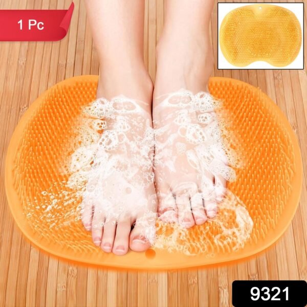 yellow silicone bath massage cushion â€“ suction cup exfoliating foot scrubber & mat