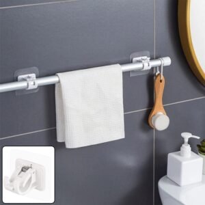 multipurpose no drill wall mounted adhesive towel rod holder (1 pc)