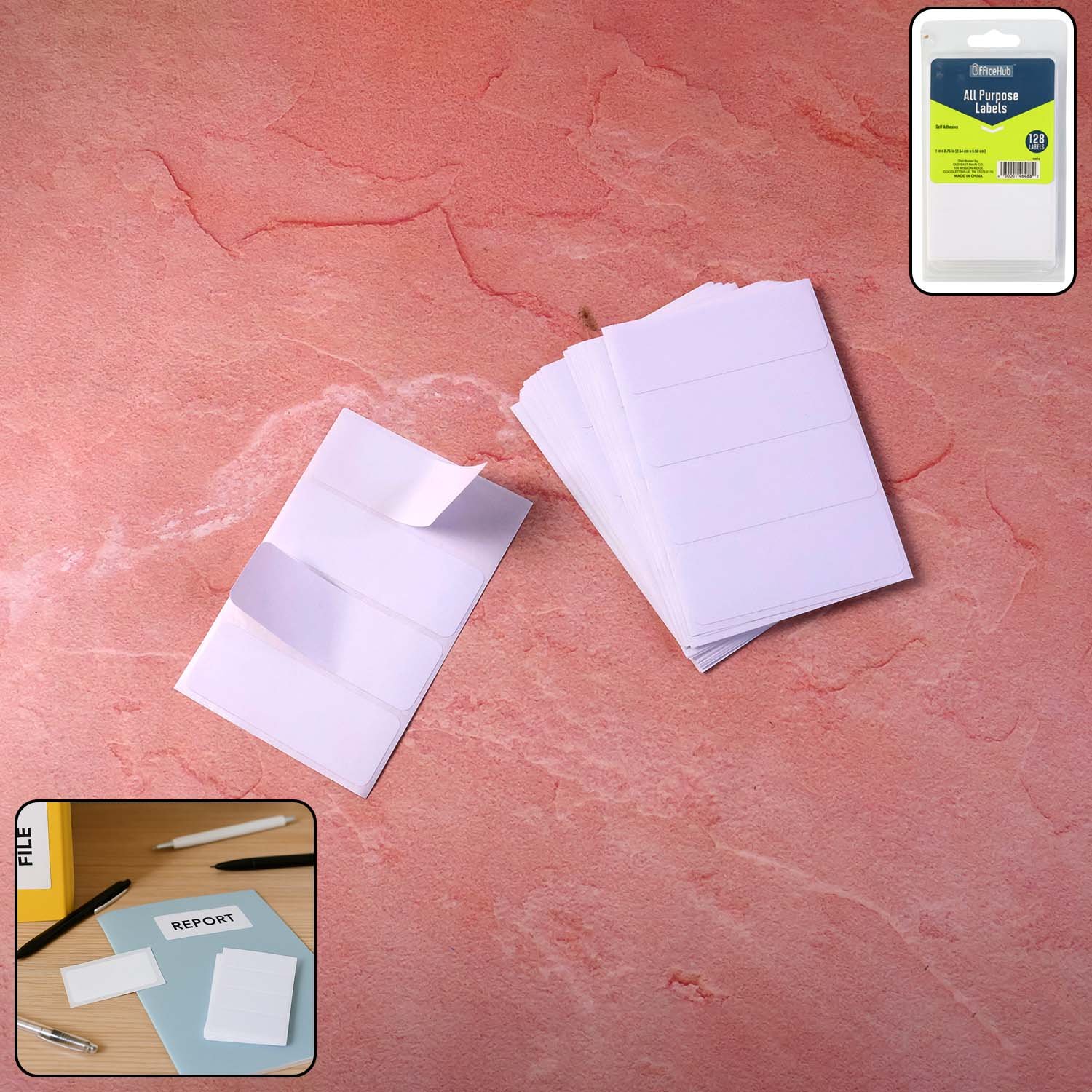 premium all purpose adhesive white labels (128 labels)