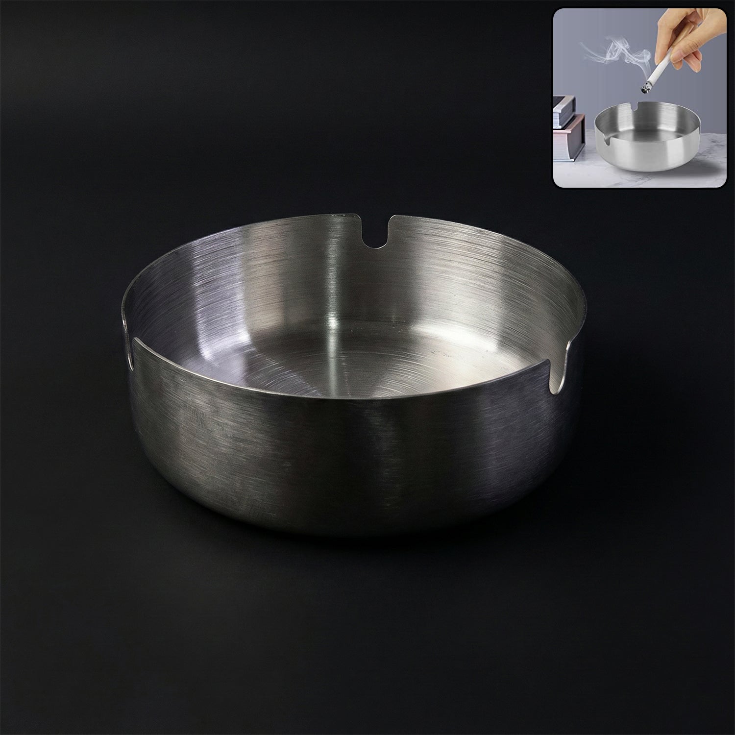 round tabletop cigarette ashtray with multiple rest slots (1 pc)