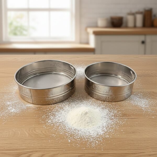 stainless steel fine mesh atta chalni sieve set (2 pc set)