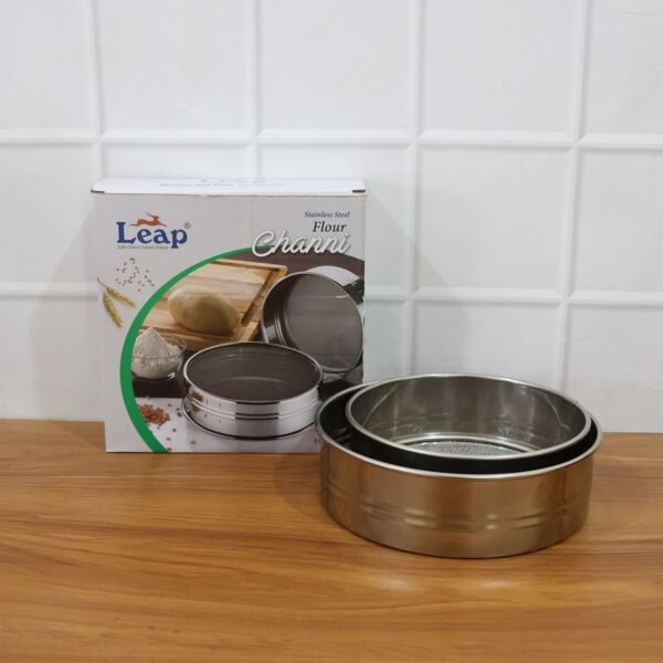 stainless steel fine mesh atta chalni sieve set (2 pc set)