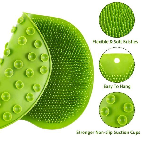 green silicone bath massage cushion â€“ suction cup exfoliating foot scrubber & mat