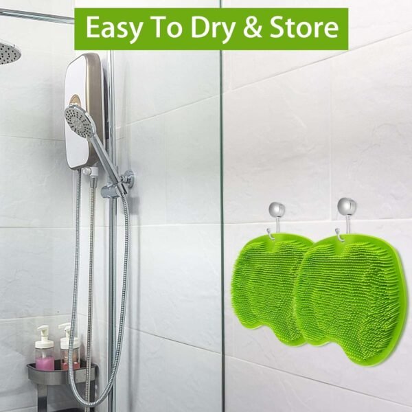 green silicone bath massage cushion â€“ suction cup exfoliating foot scrubber & mat