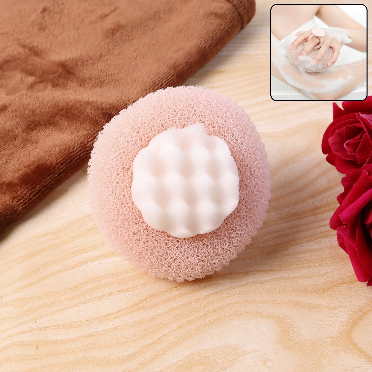 premium soft exfoliating round bath scrubber (1 pc)