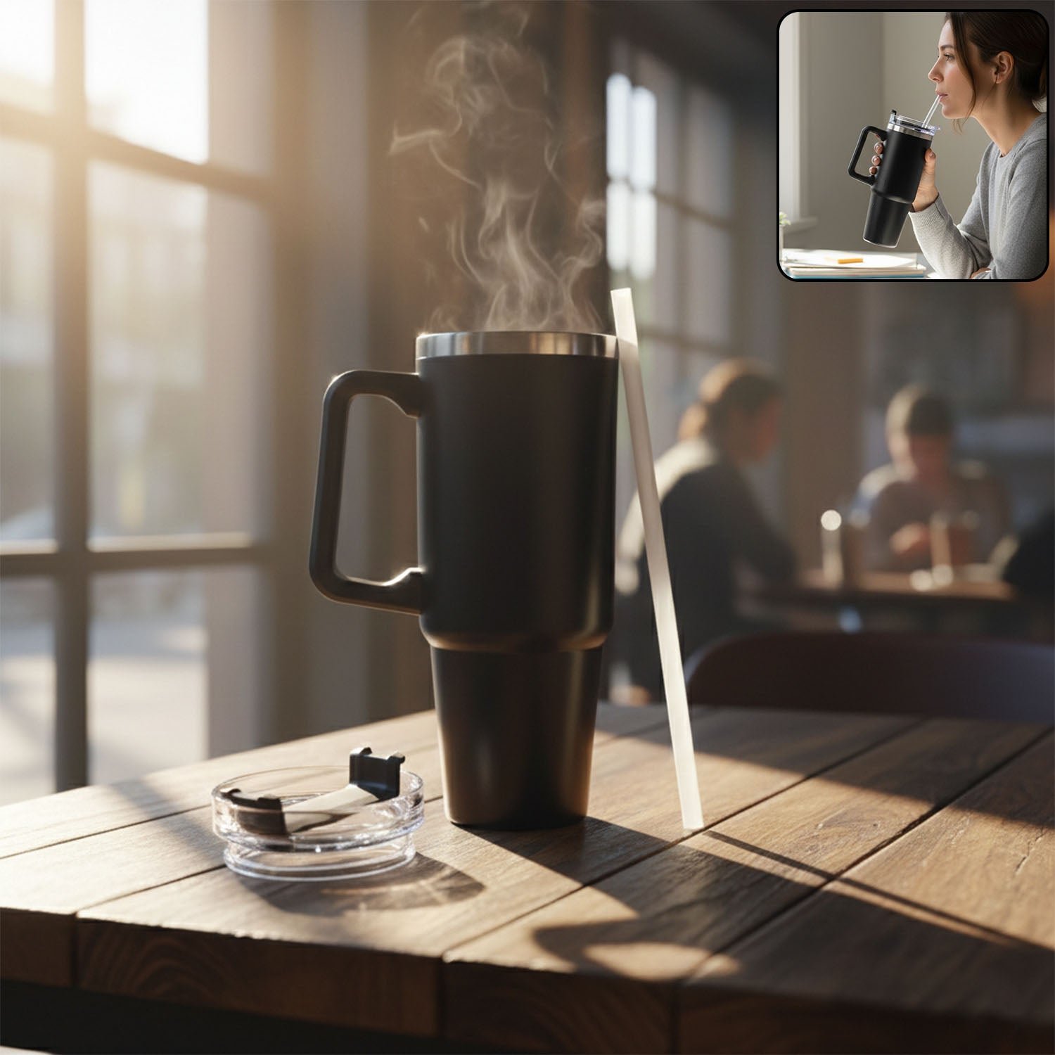 890 ml large capacity insulated travel mug / tumbler black color (1 pc)