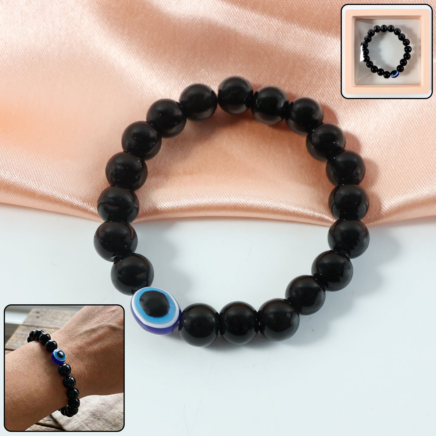 elegant dual tone crystal beaded stretch bracelet (1 pc)
