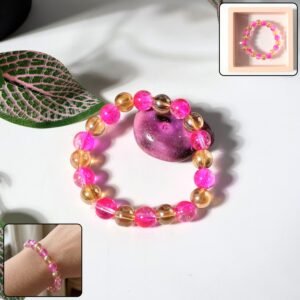 elegant dual tone crystal beaded stretch bracelet (1 pc)