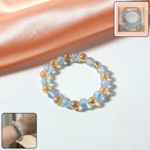 elegant dual tone crystal beaded stretch bracelet (1 pc)