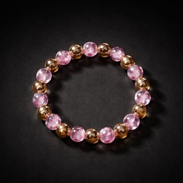 elegant pink crystal beaded stretch bracelet (1 pc)