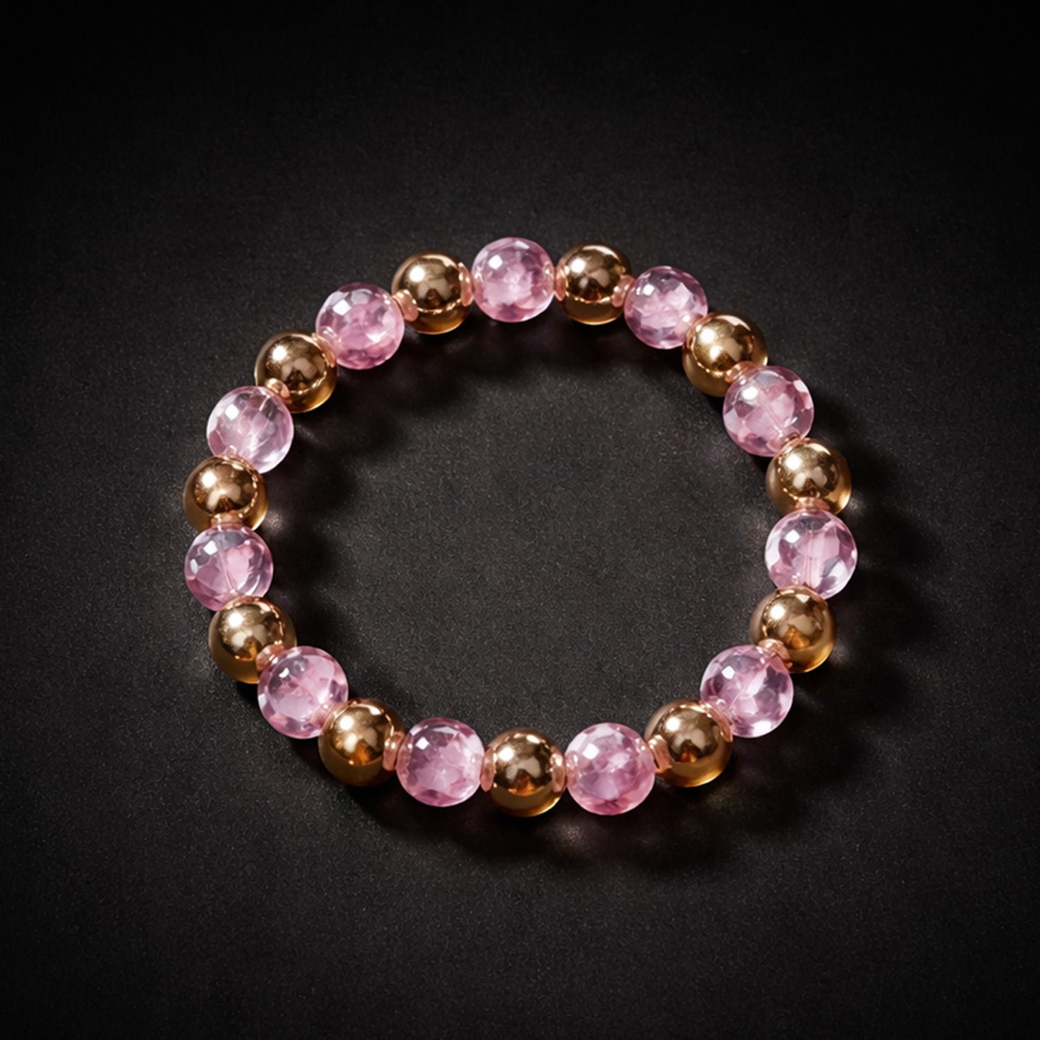 elegant pink crystal beaded stretch bracelet (1 pc)