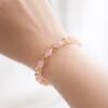 elegant pink crystal beaded stretch bracelet (1 pc)