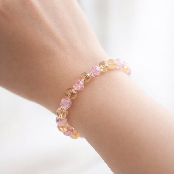elegant pink crystal beaded stretch bracelet (1 pc)