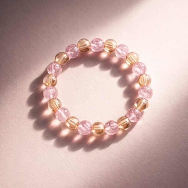 elegant pink crystal beaded stretch bracelet (1 pc)
