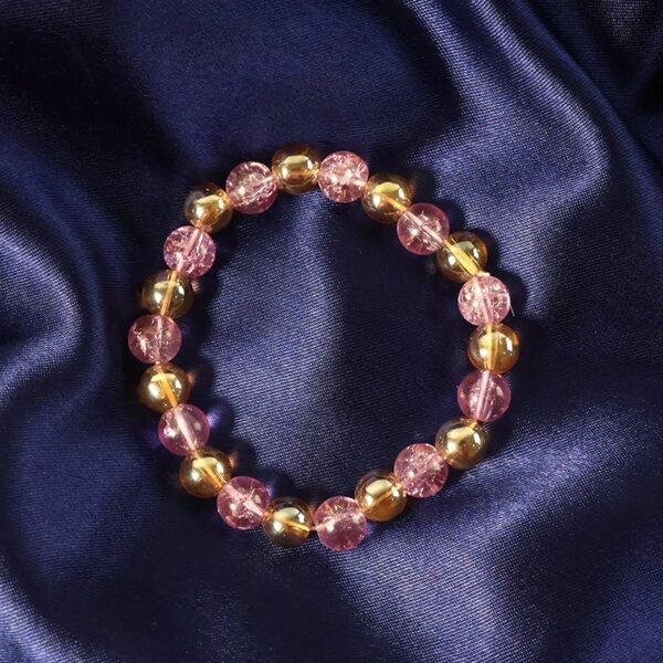 elegant pink crystal beaded stretch bracelet (1 pc)