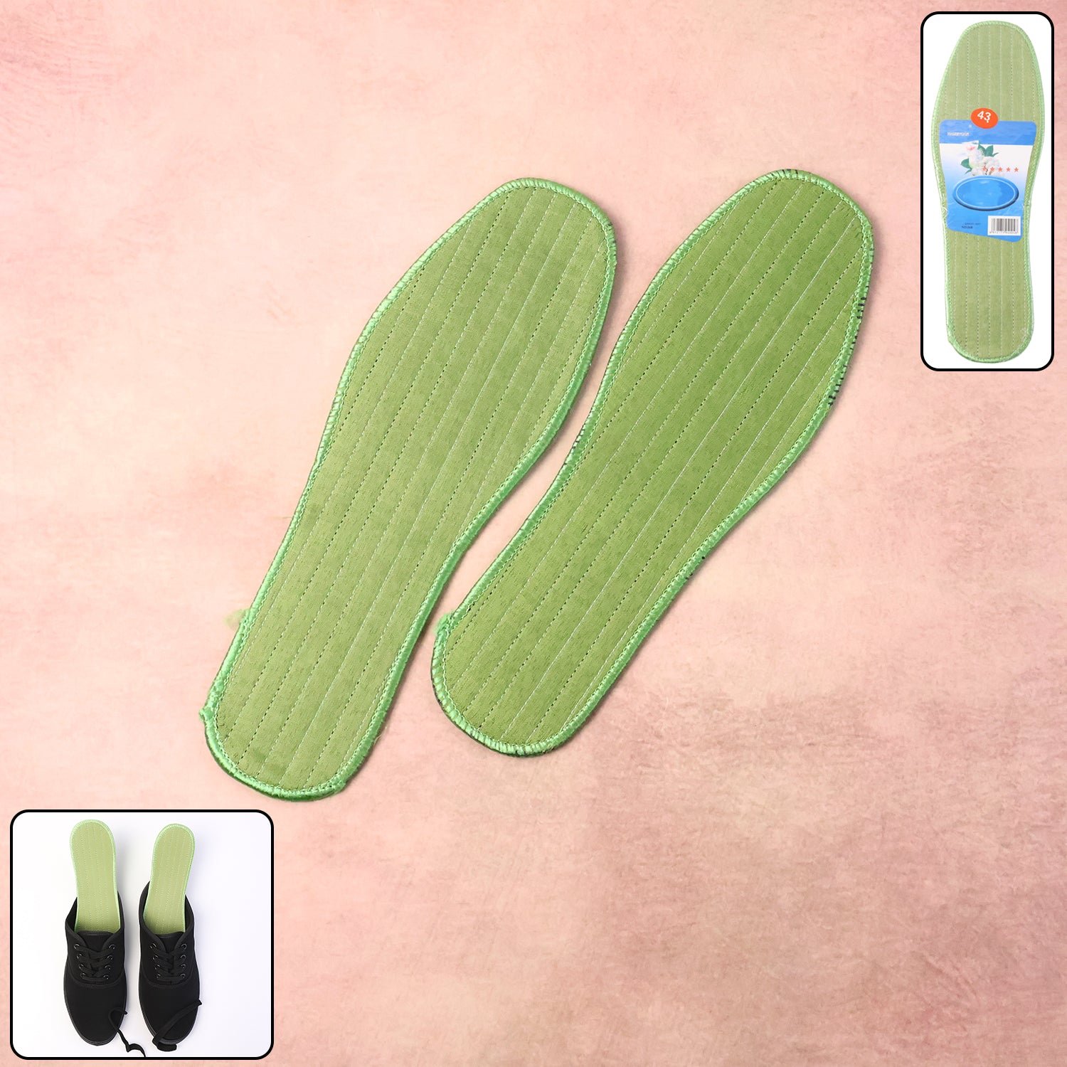 premium comfort shoe insoles for daily foot support size 43 (1 pair / mix design)