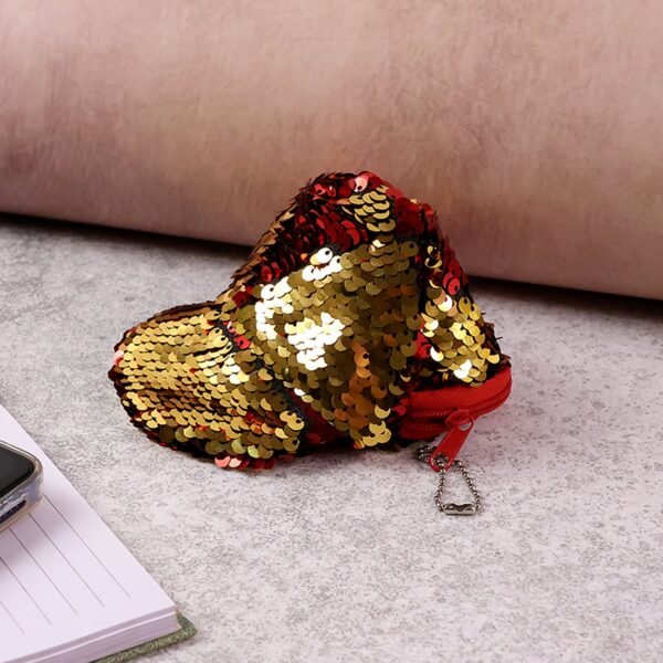 stylish sequin mini cap shaped coin purse (1 pc)